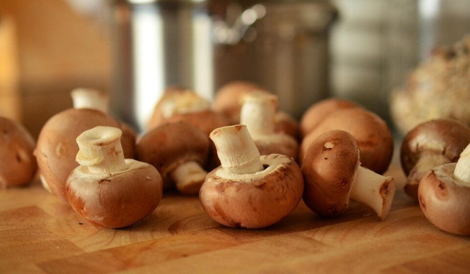 mushrooms, brown mushrooms, cook, meal, food, close up, preparation, kitchen, cutting board, wood, mushrooms, mushrooms, mushrooms, mushrooms, mushrooms