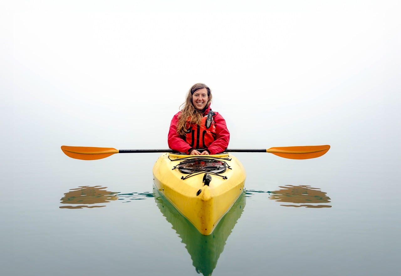 kayak, kayaking, lake, water, paddle, fog, nature, foggy, mist, adventure, outdoors, summer, alaska