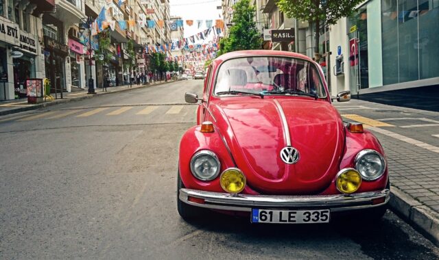 automotive, volkswagen beetle, car, city, classic, classic car, old car, pavement, red car, parked car, road, car wallpapers, sidewalk, street, vehicle, city street, vintage, volkswagen, vw beetle