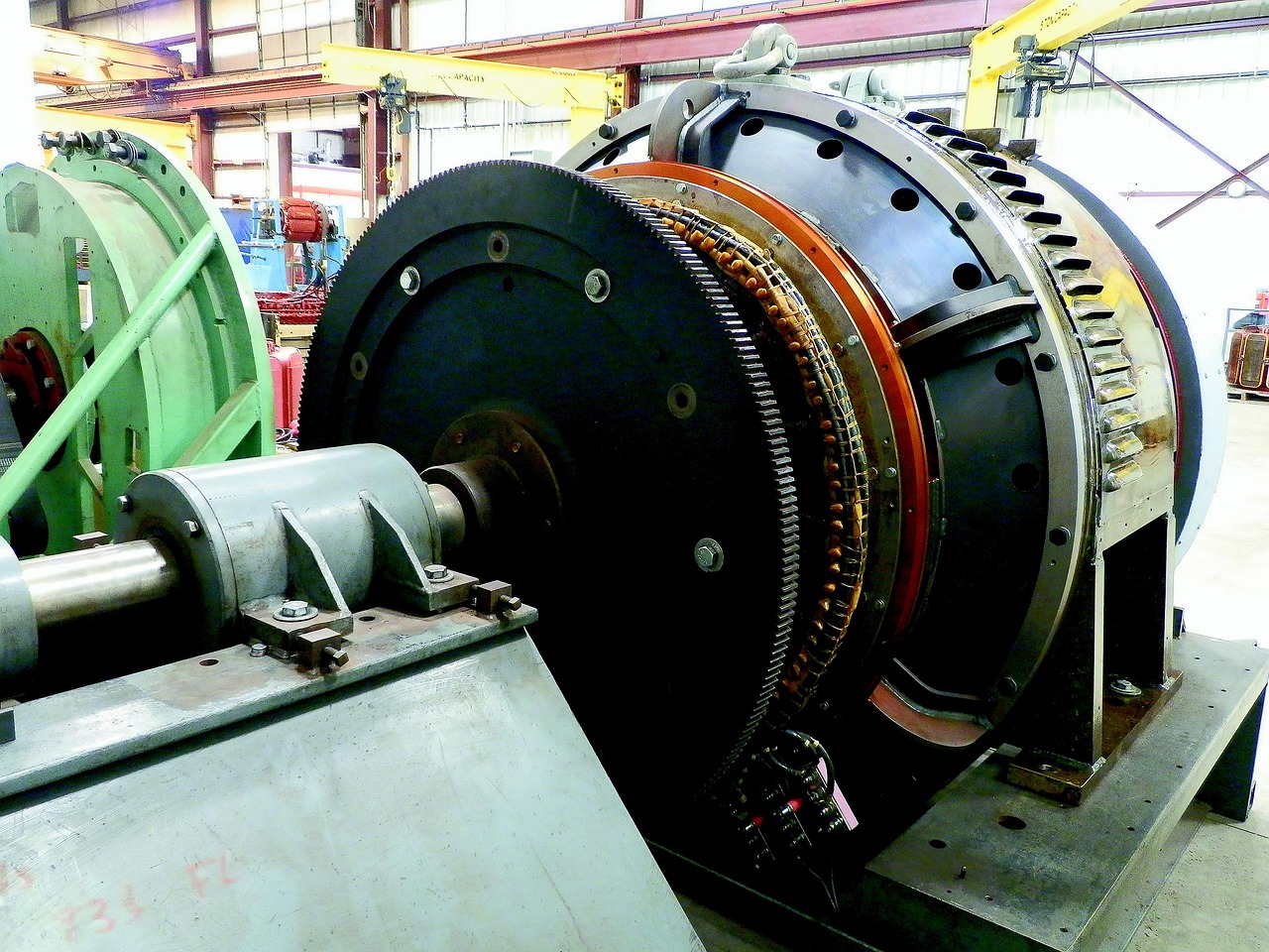 railroad generator, test stand, generator testing, power, machine, gear, technology, mechanism, engine, cogwheel, metal, equipment, transmission, part, motion, motor, round