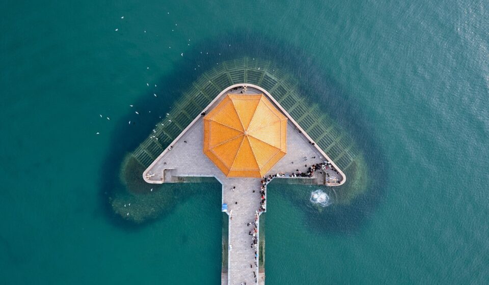 sea, ocean, nature, pier, overwater boardwalk, aerial view