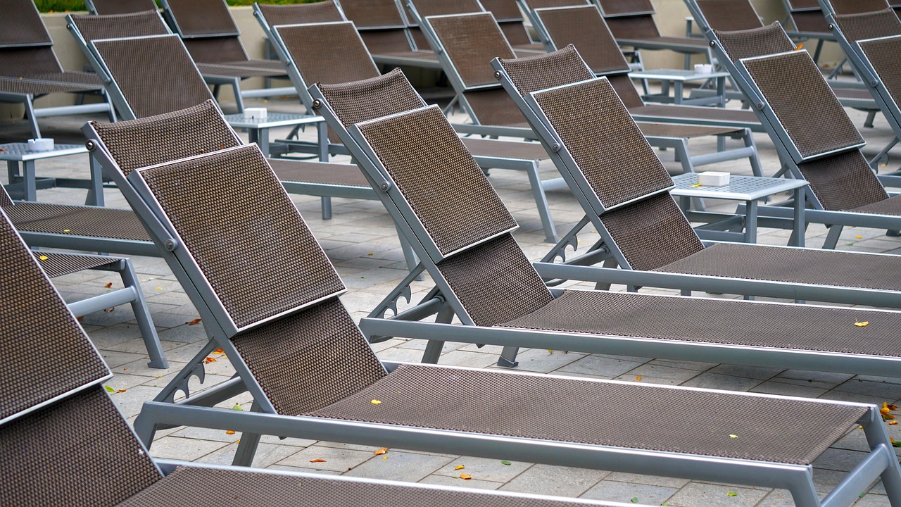 deck chairs, pool, vacations, deck chair, bathing fun