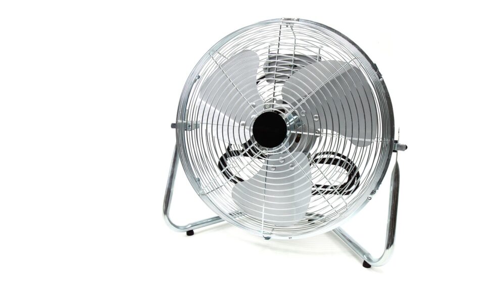 air, blade, blowing, chrome, cool, electric, fan, isolated, metal, motor, object, rotation, steel, ventilator, white, wind, fan, fan, fan, fan, fan